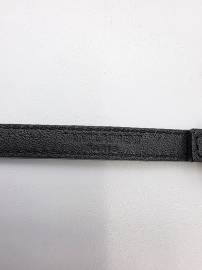 Saint Laurent Crystal Buckle Thin Belt in Black