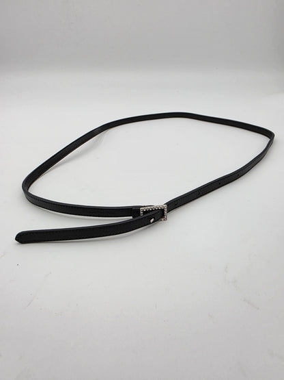 Saint Laurent Crystal Buckle Thin Belt in Black