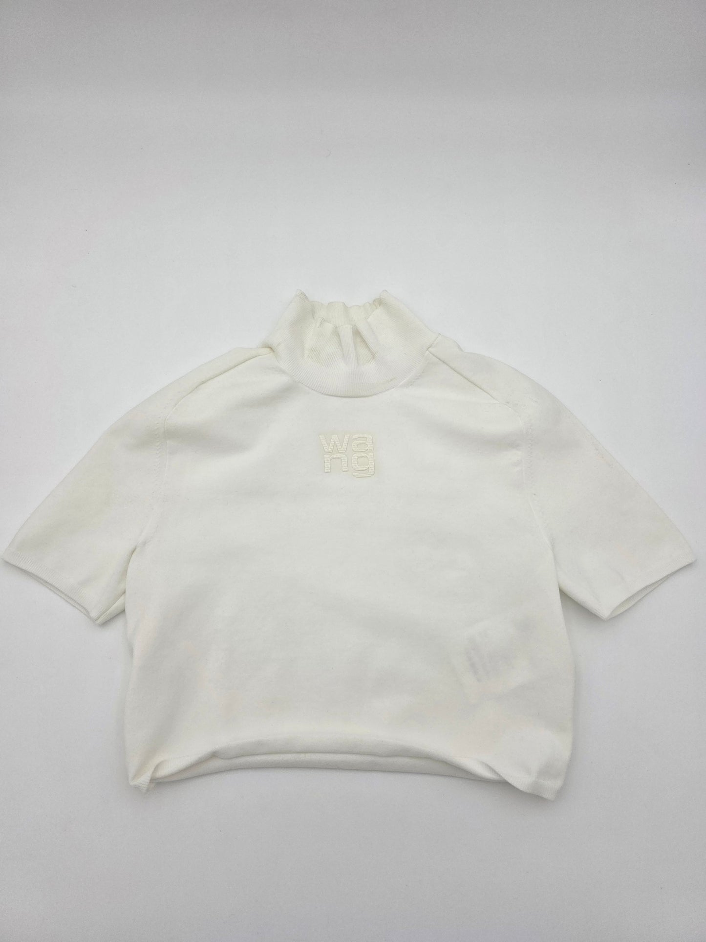 Alexander Wang Logo Patch Mock Neck Top in Soft White