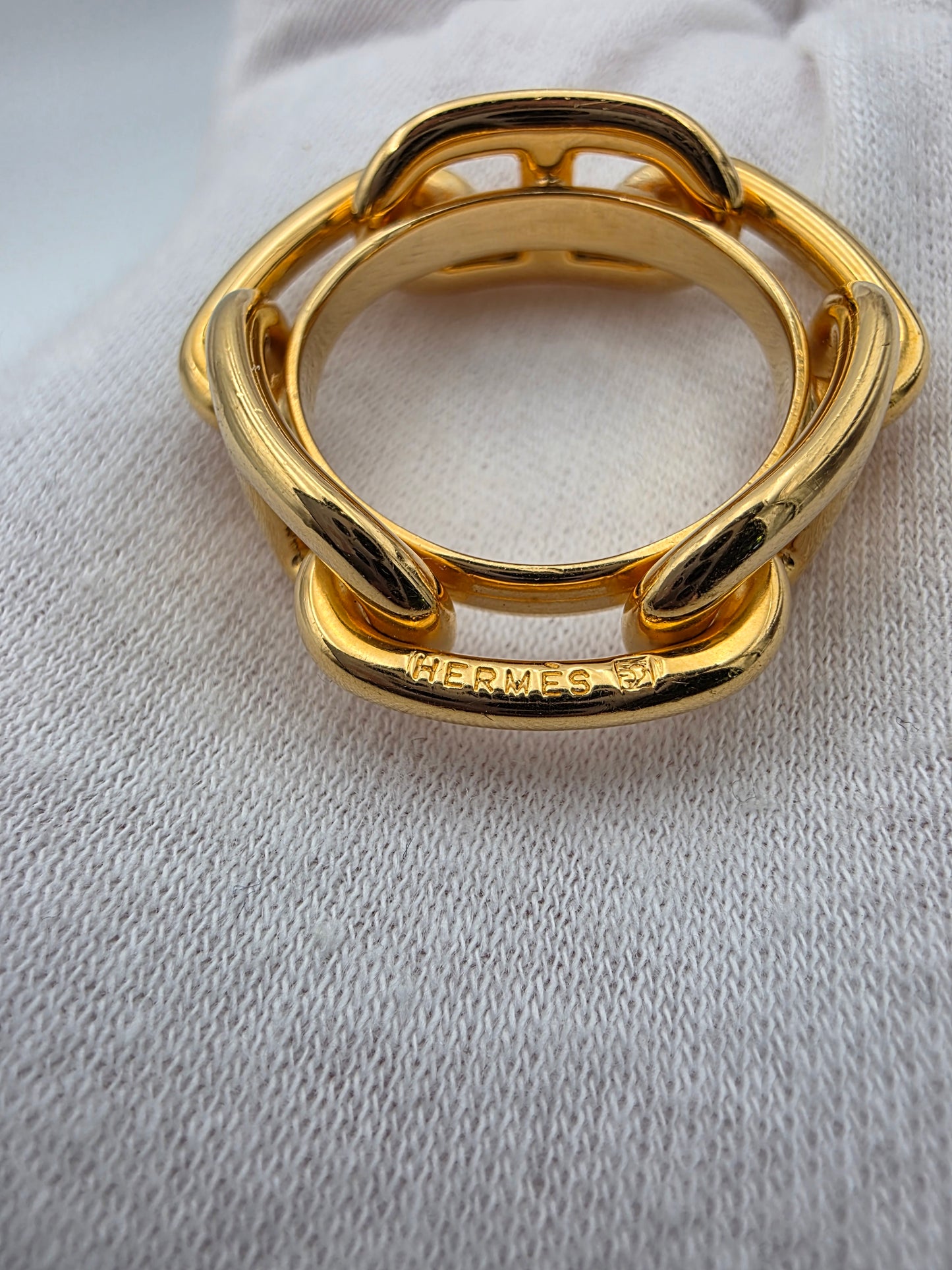 Hermès Chaîne d’Ancre Régate Scarf Ring Jumbo in Permabrass