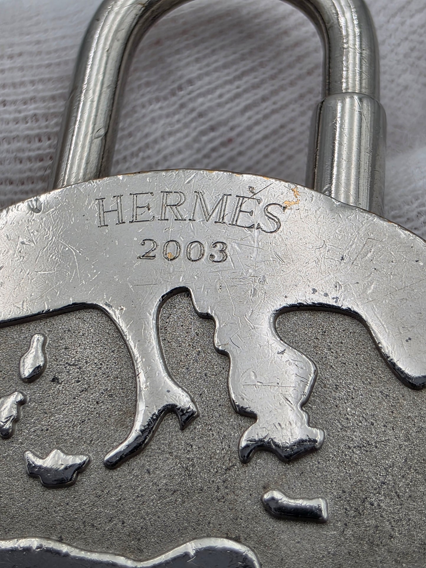 Hermès Vintage 2003 Année Méditerranée Cadena Lock Charm in Silver