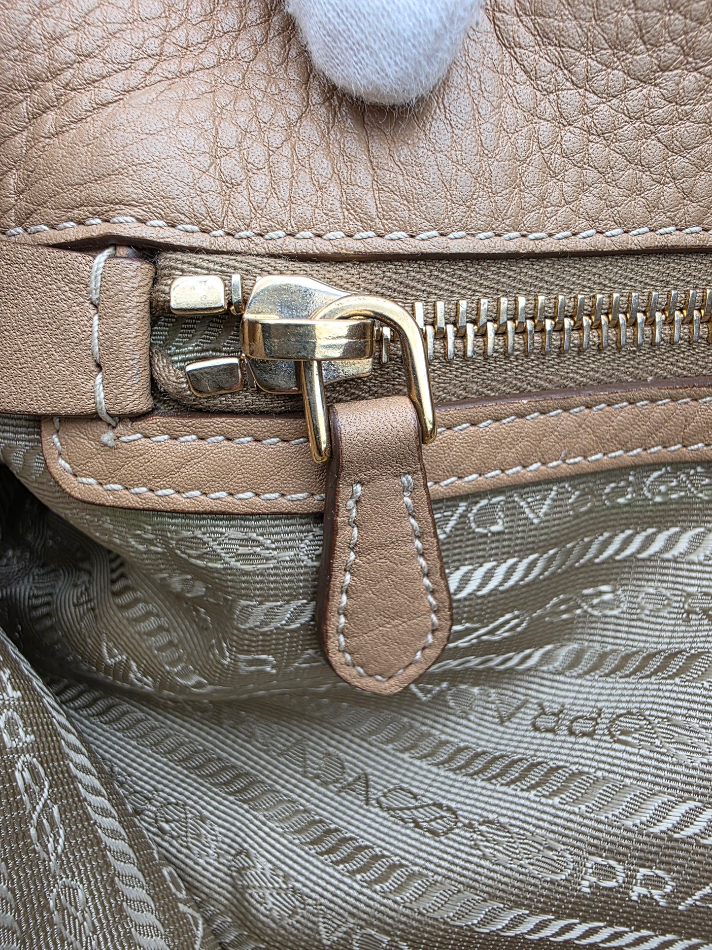 Prada Vitello Daino Shopping Tote in Cannella