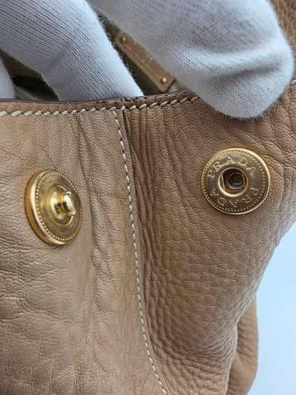 Prada Vitello Daino Shopping Tote in Cannella