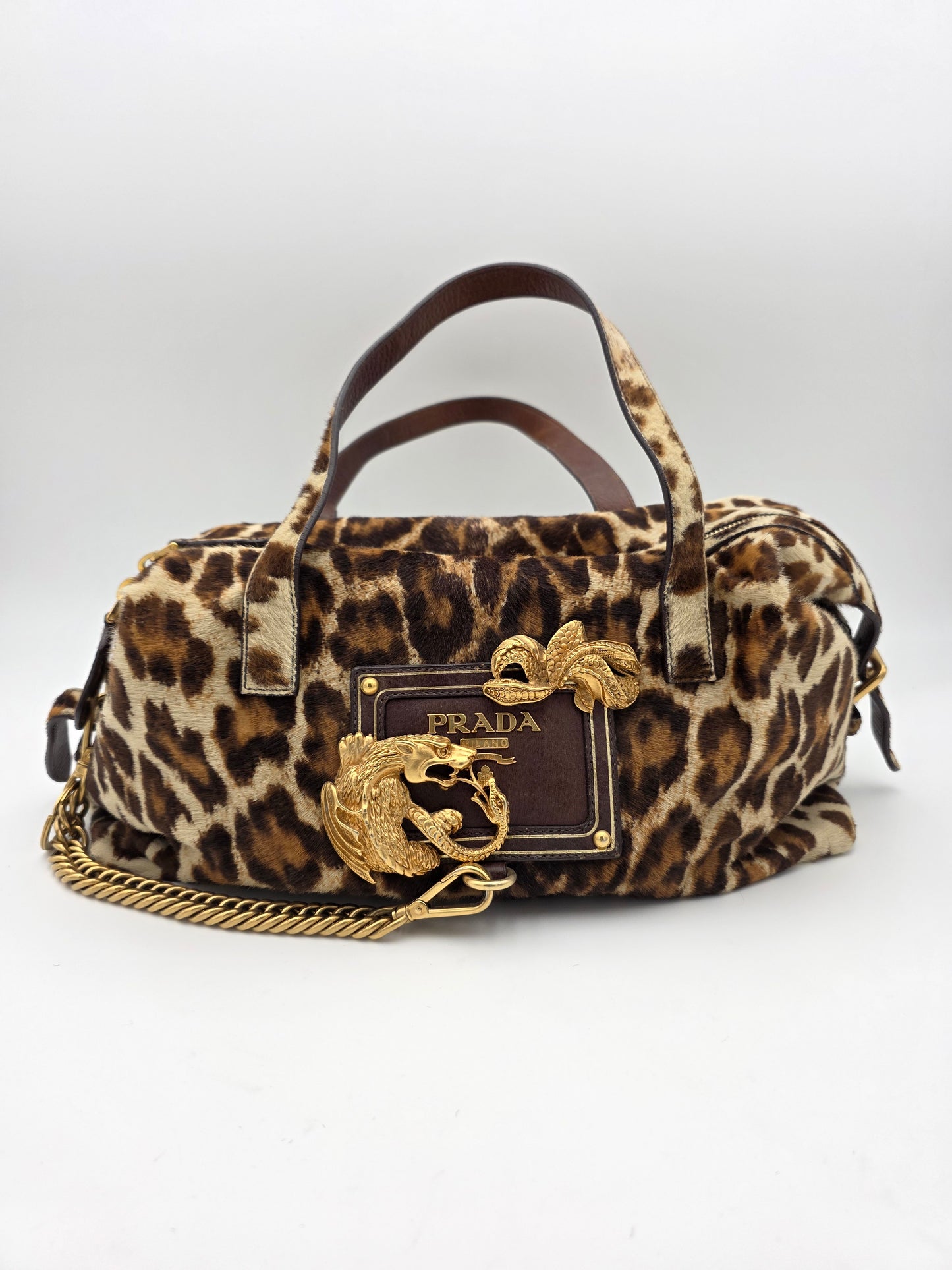 Prada Cavallino Animalier Dragon-Snake Bauletto Bag