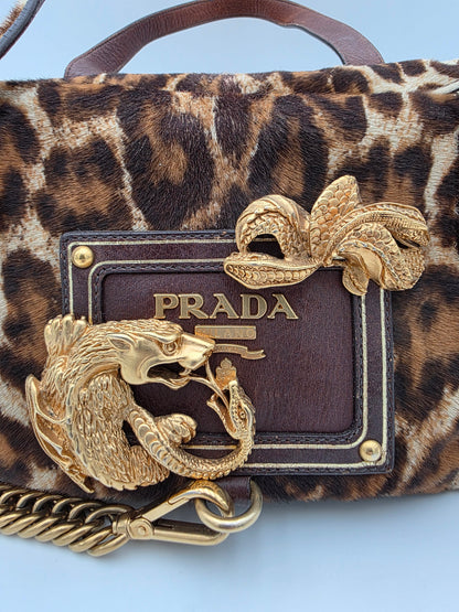 Prada Cavallino Animalier Dragon-Snake Bauletto Bag