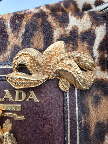 Prada Cavallino Animalier Dragon-Snake Bauletto Bag