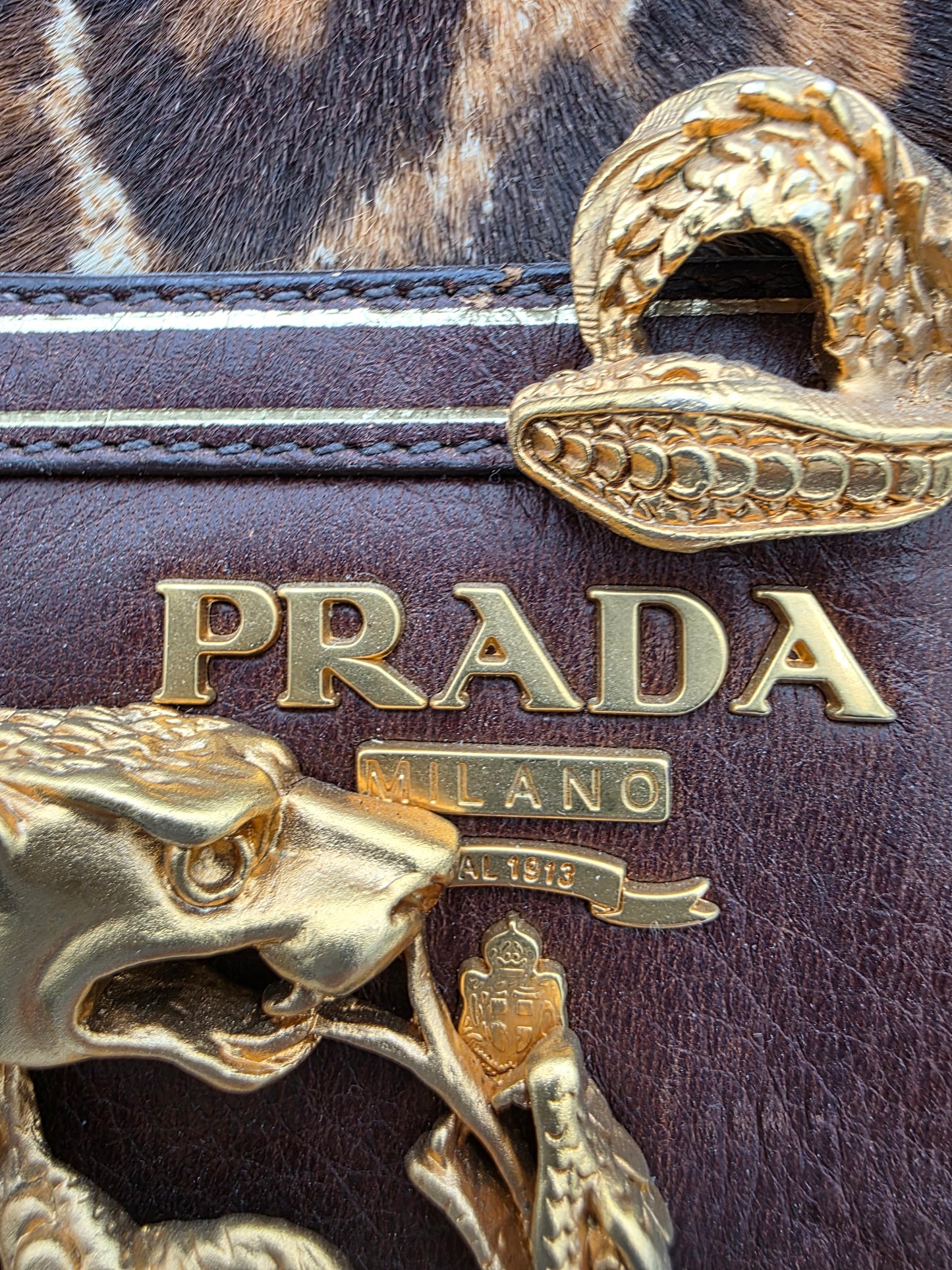 Prada Cavallino Animalier Dragon-Snake Bauletto Bag