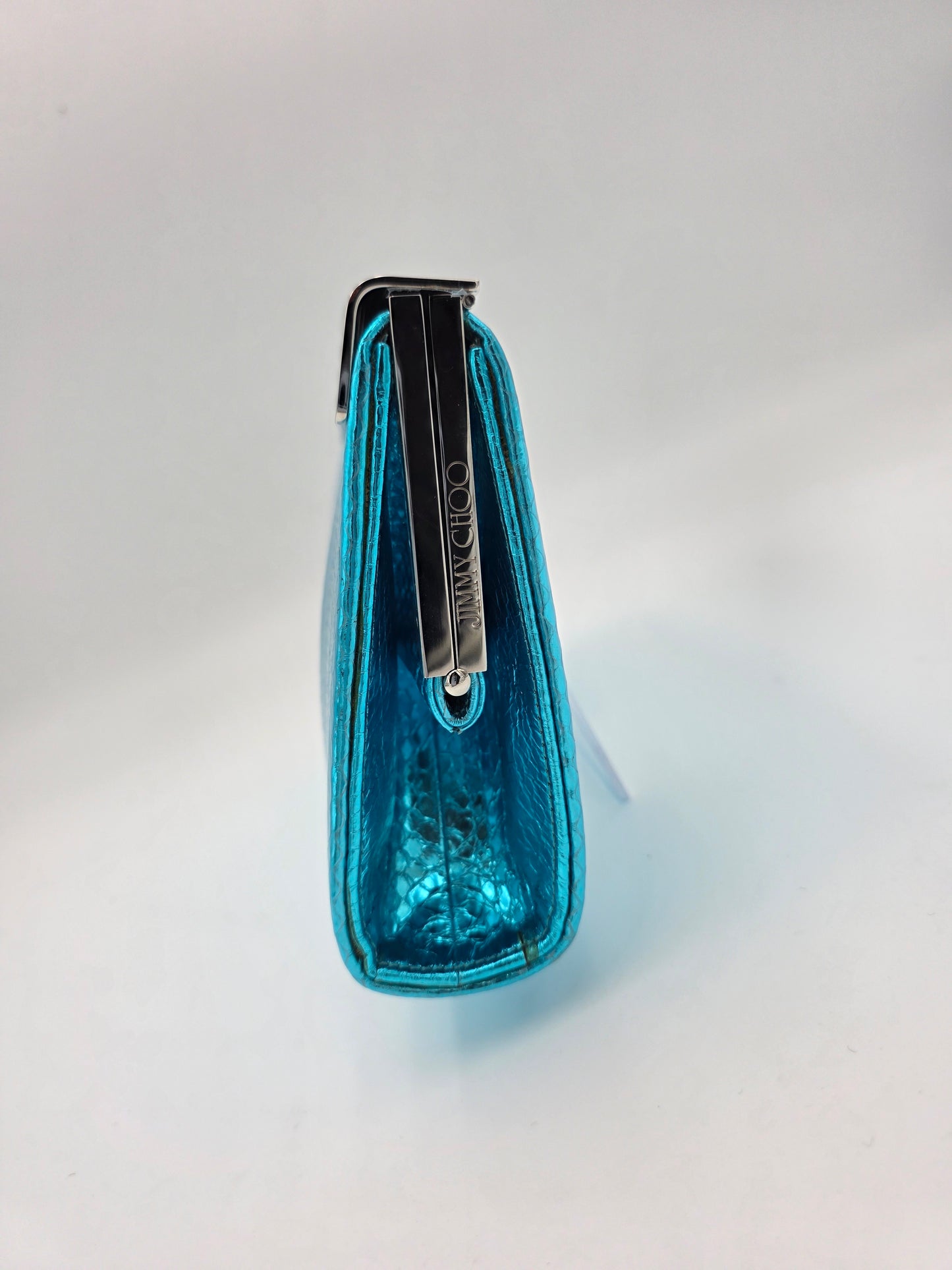Jimmy Choo Cayla Metallic Snakeskin Clutch in Turquoise