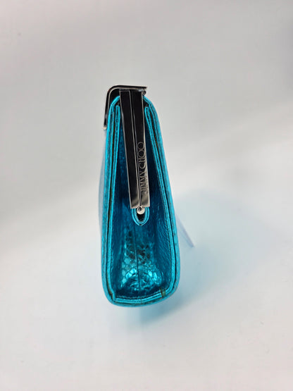 Jimmy Choo Cayla Metallic Snakeskin Clutch in Turquoise