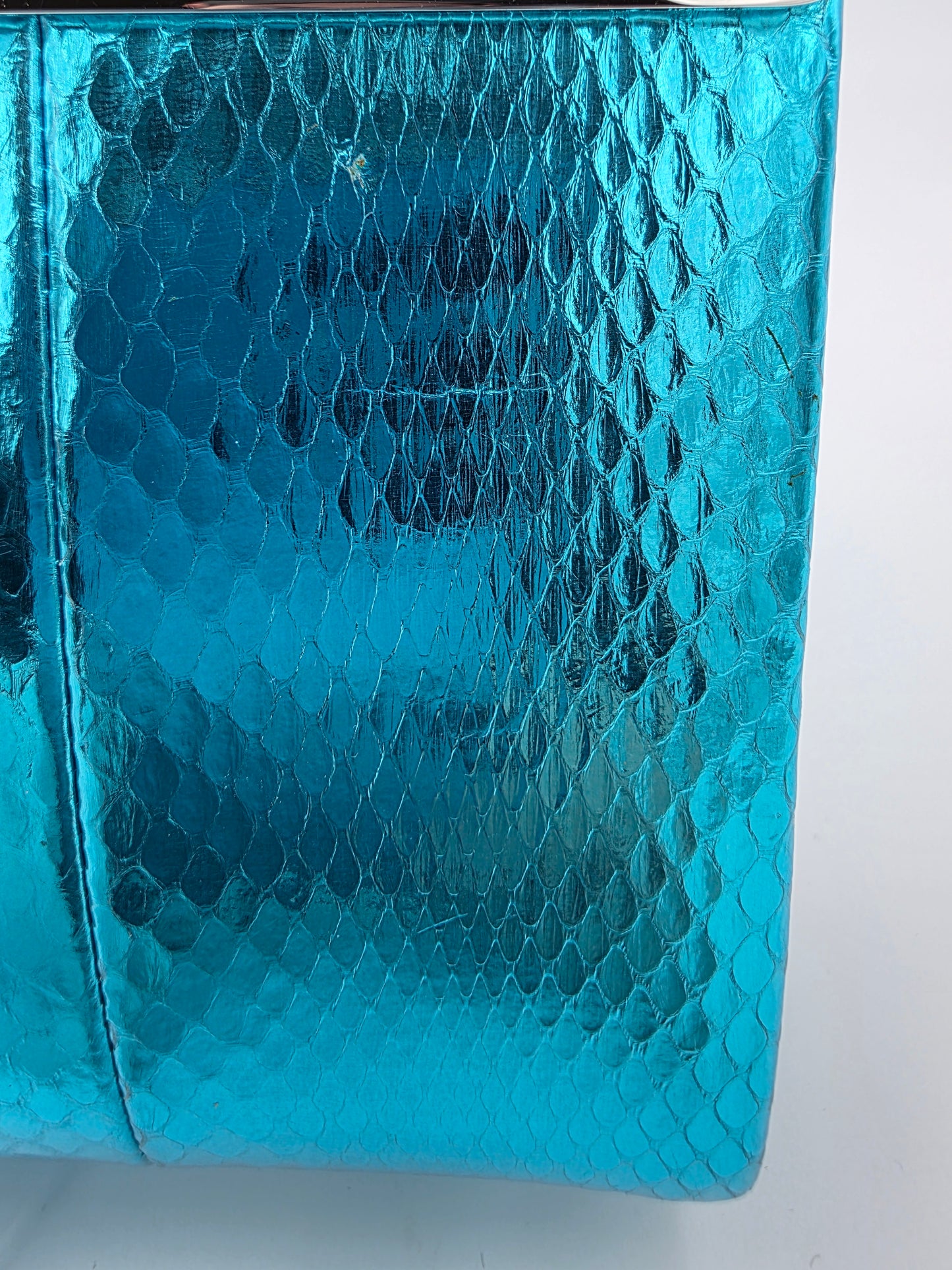 Jimmy Choo Cayla Metallic Snakeskin Clutch in Turquoise