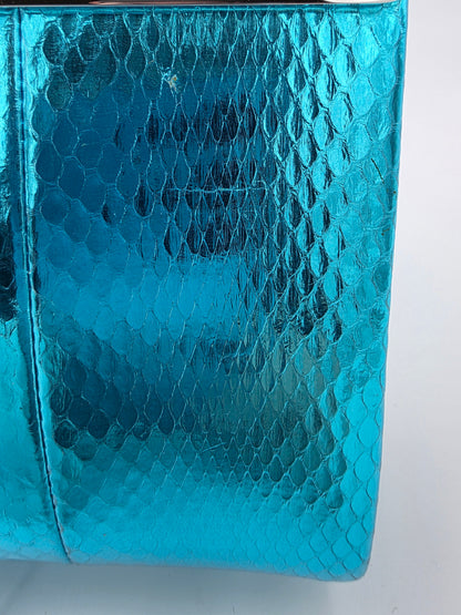 Jimmy Choo Cayla Metallic Snakeskin Clutch in Turquoise