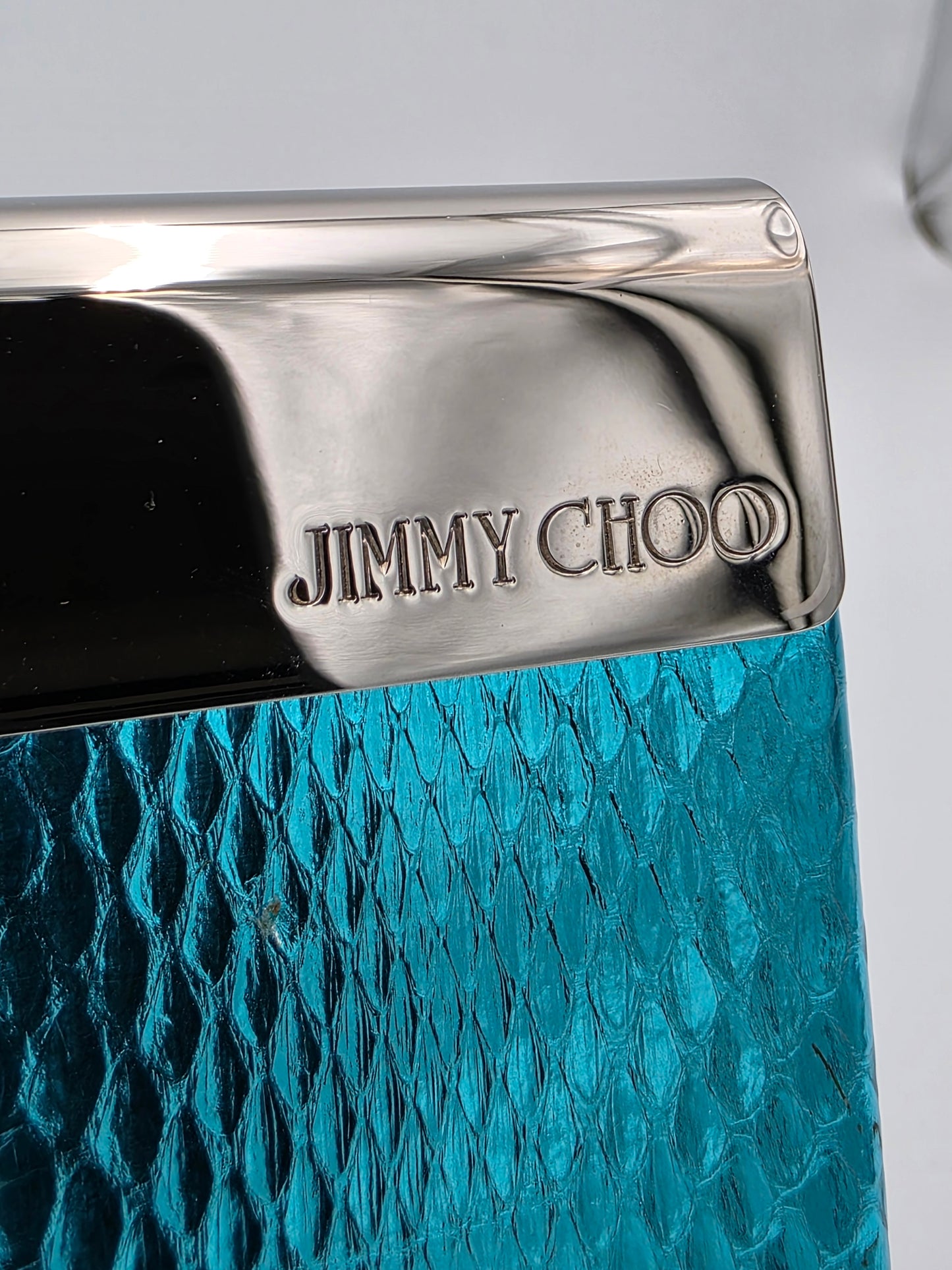 Jimmy Choo Cayla Metallic Snakeskin Clutch in Turquoise