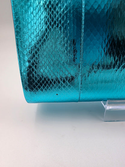 Jimmy Choo Cayla Metallic Snakeskin Clutch in Turquoise