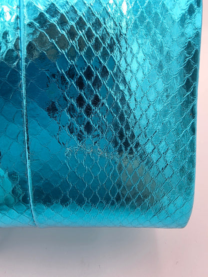 Jimmy Choo Cayla Metallic Snakeskin Clutch in Turquoise