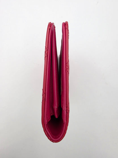 Chanel Matelassé Brilliant Long Patent Leather Wallet Rose Pink