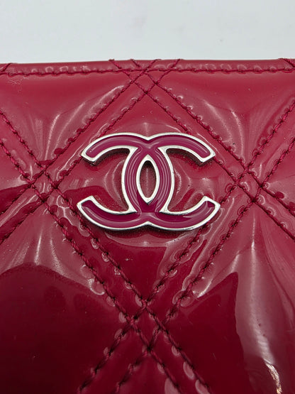 Chanel Matelassé Brilliant Long Patent Leather Wallet Rose Pink