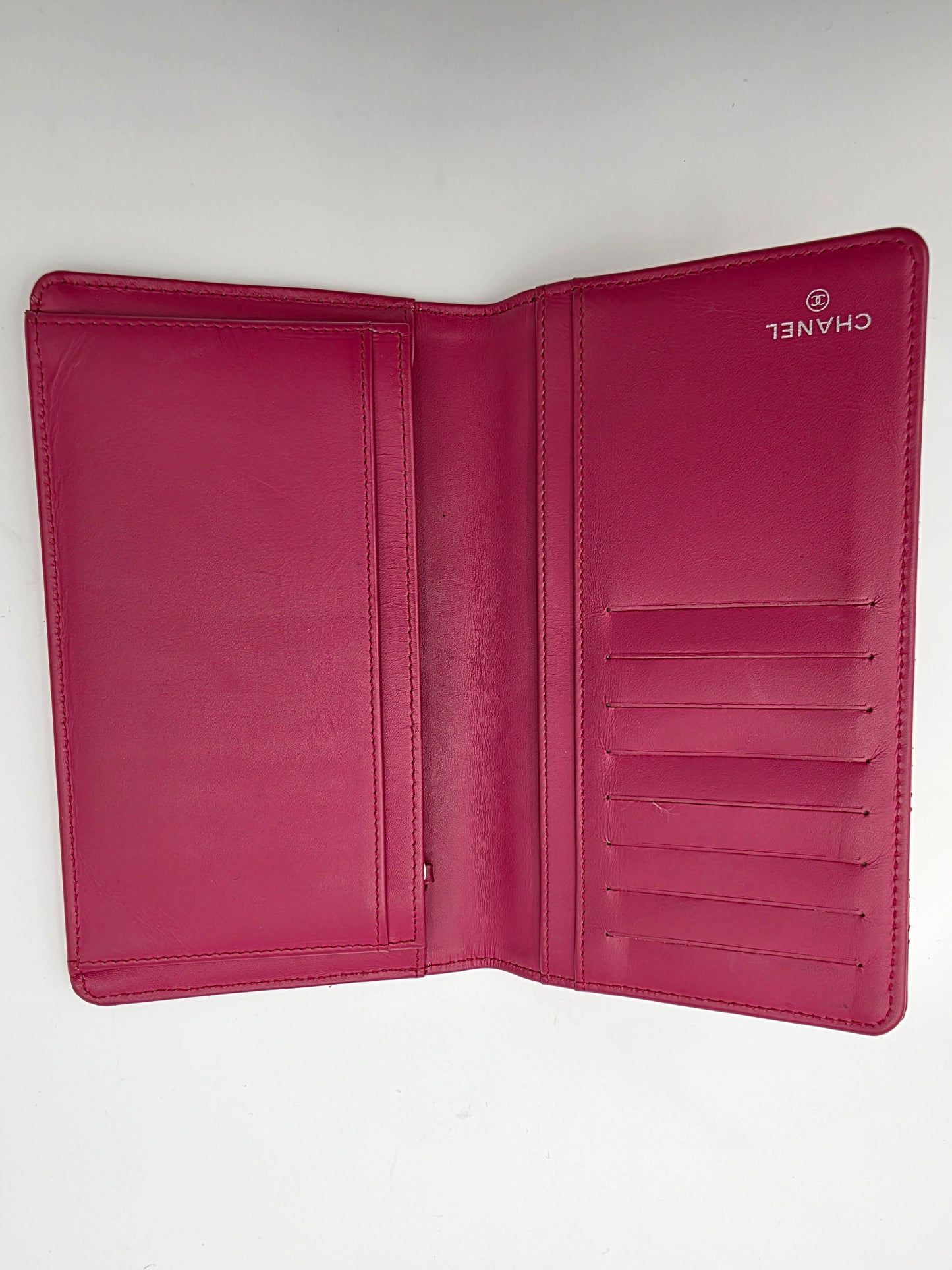 Chanel Matelassé Brilliant Long Patent Leather Wallet Rose Pink