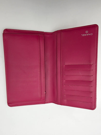 Chanel Matelassé Brilliant Long Patent Leather Wallet Rose Pink