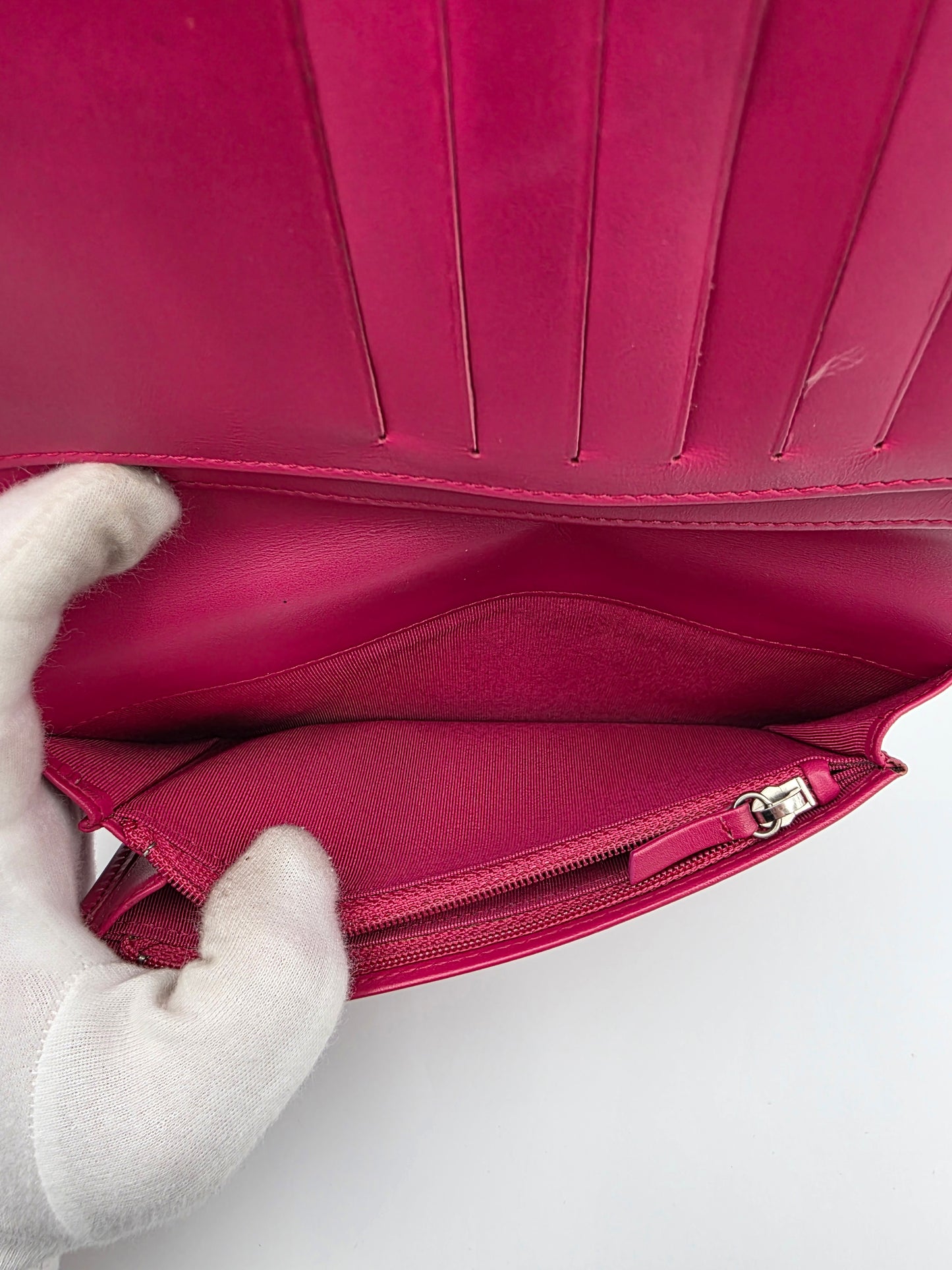 Chanel Matelassé Brilliant Long Patent Leather Wallet Rose Pink