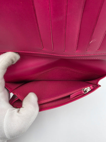 Chanel Matelassé Brilliant Long Patent Leather Wallet Rose Pink