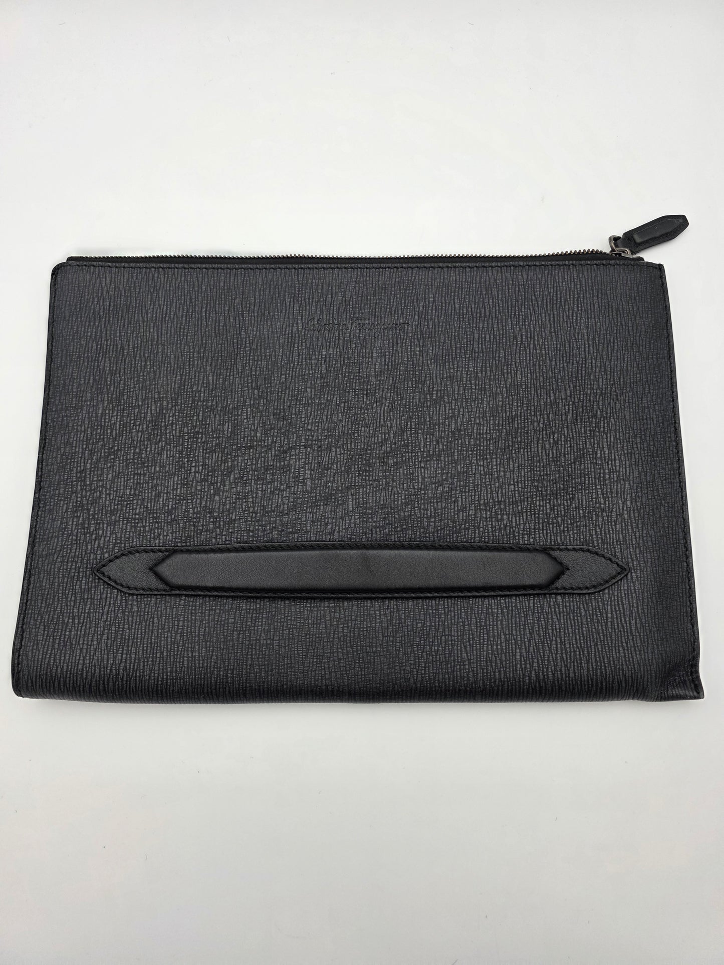 Salvatore Ferragamo Revival 3.0 Leather Travel Portfolio in Black
