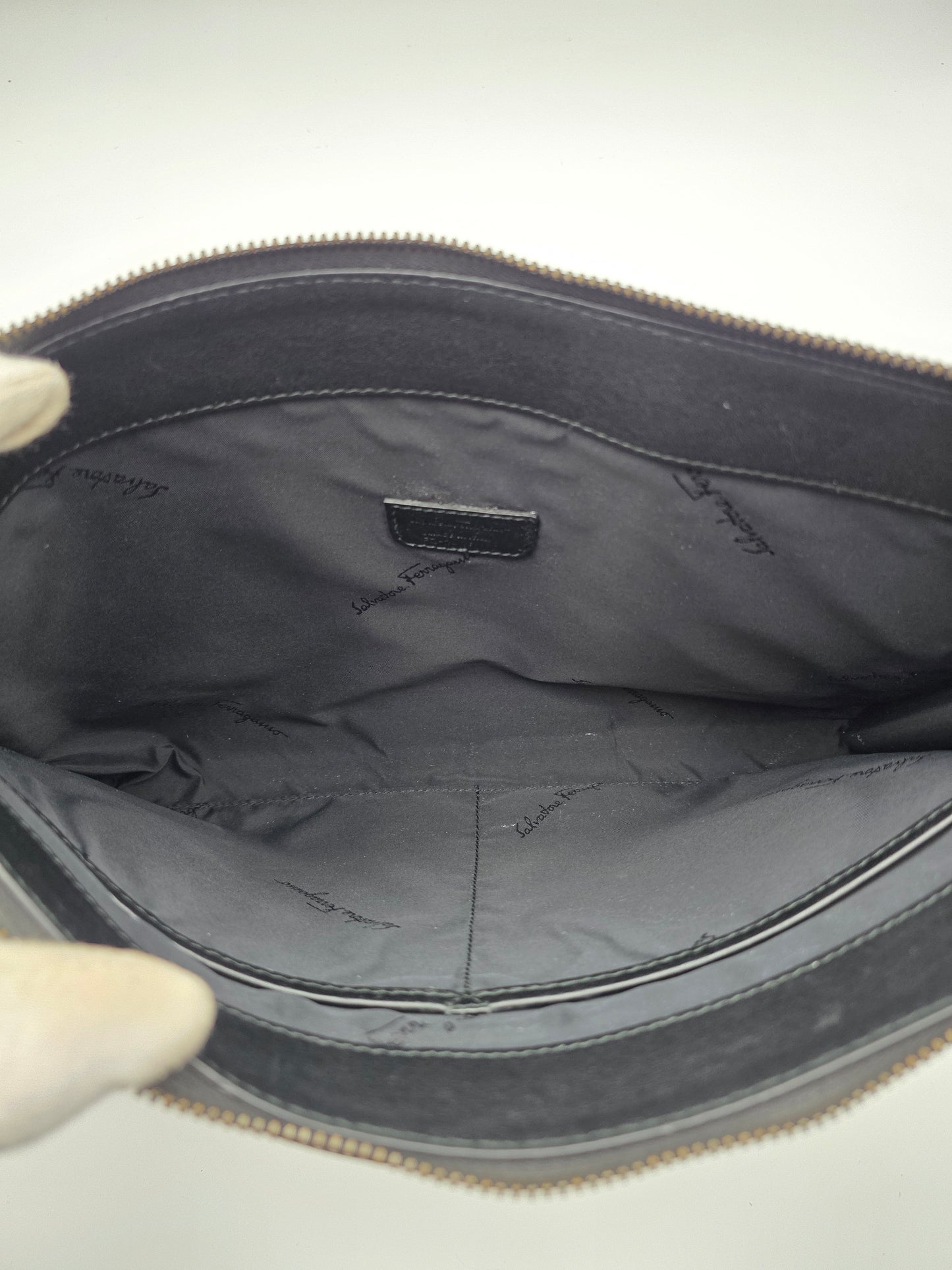 Salvatore Ferragamo Revival 3.0 Leather Travel Portfolio in Black