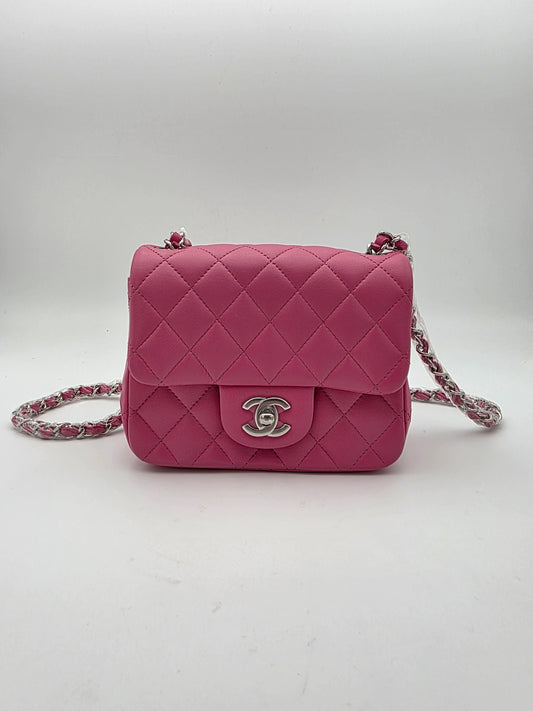 Chanel Classic Mini Square Flap Bag in Pink Lambskin