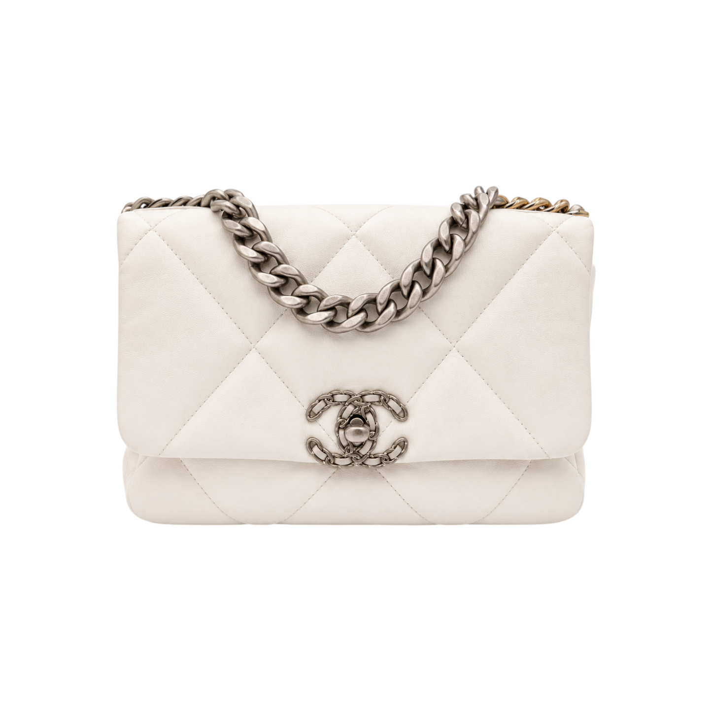 Chanel 19 Flap Bag Medium in White Lambskin