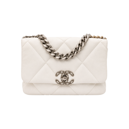 Chanel 19 Flap Bag Medium in White Lambskin