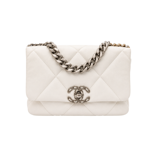 Chanel 19 Flap Bag Medium in White Lambskin