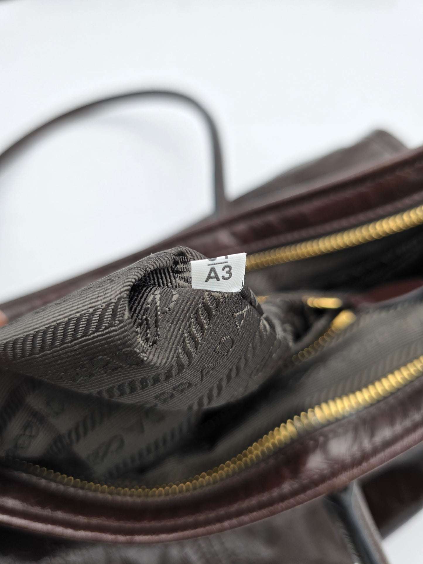 Prada Bonnie Large Leather Handbag in Dark Brown