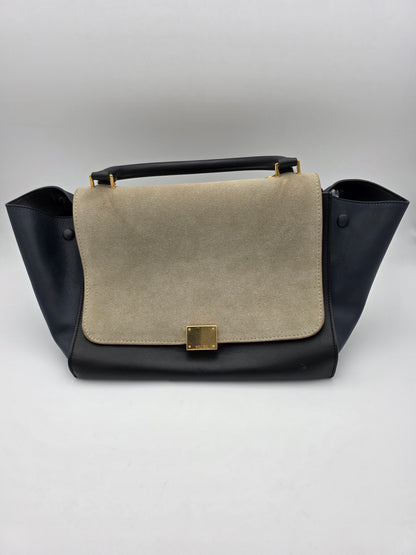 Celine Tri-Color Trapeze Bag in Dune / Black / Navy
