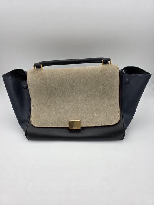 Celine Tri-Color Trapeze Bag in Dune / Black / Navy