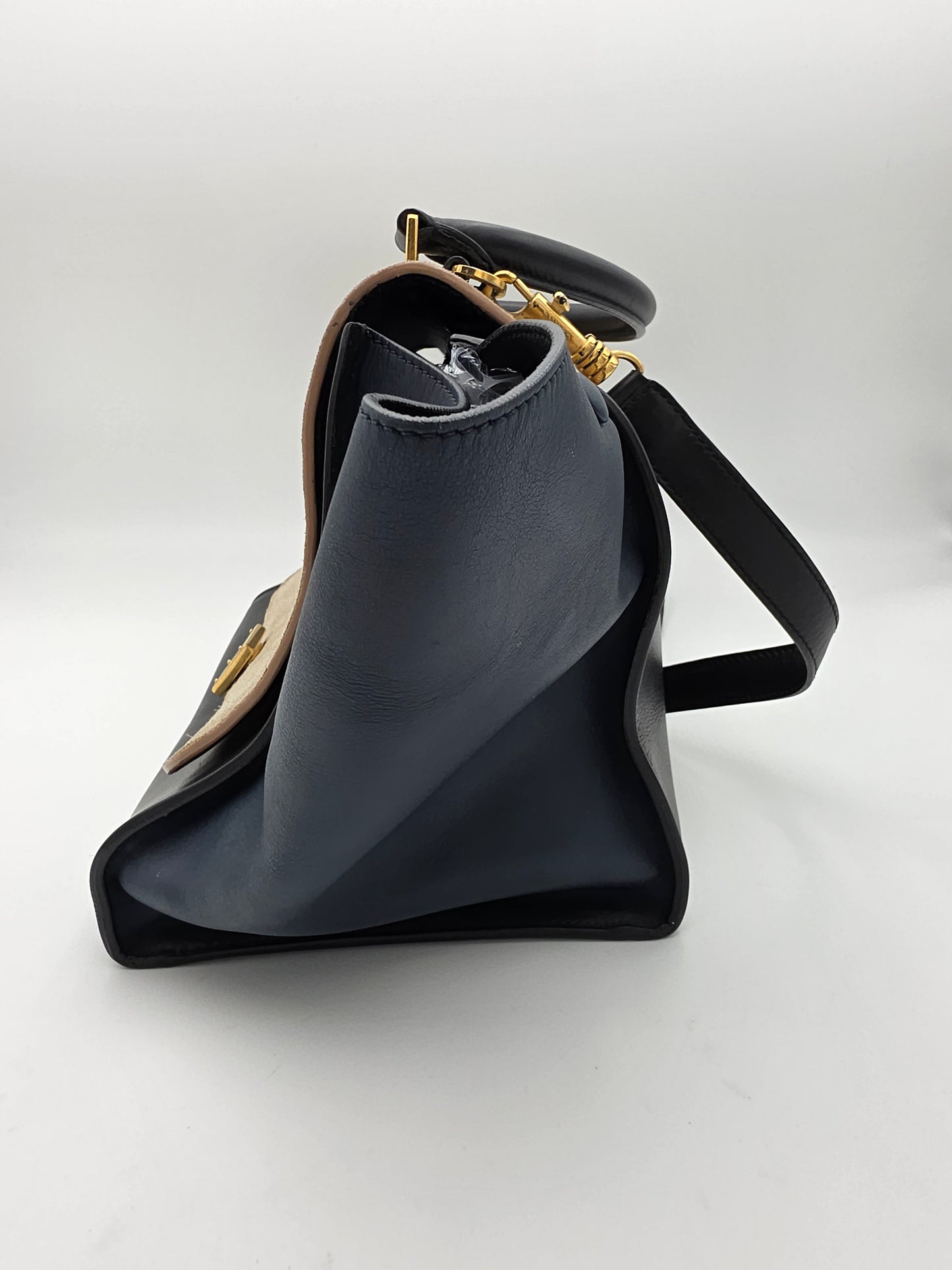 Celine Tri-Color Trapeze Bag in Dune / Black / Navy