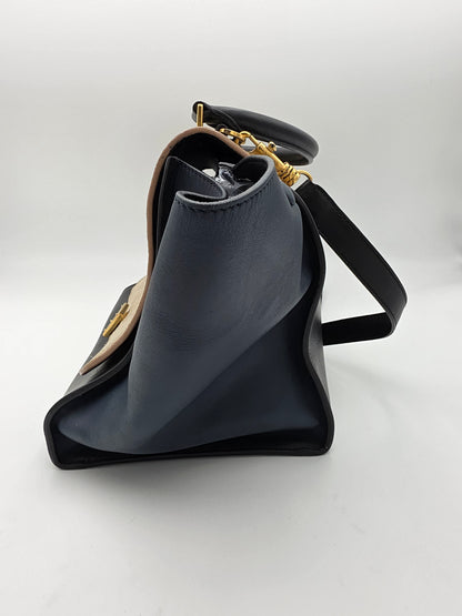 Celine Tri-Color Trapeze Bag in Dune / Black / Navy