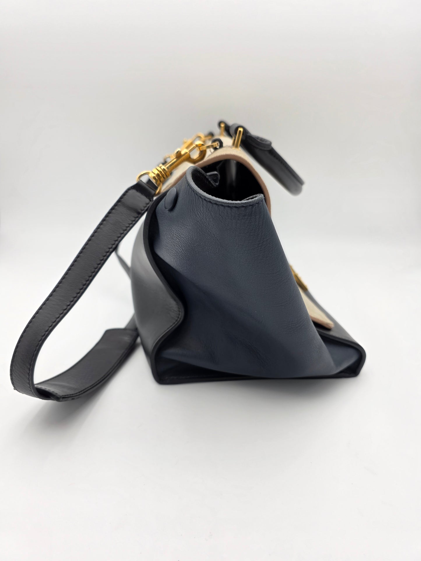 Celine Tri-Color Trapeze Bag in Dune / Black / Navy