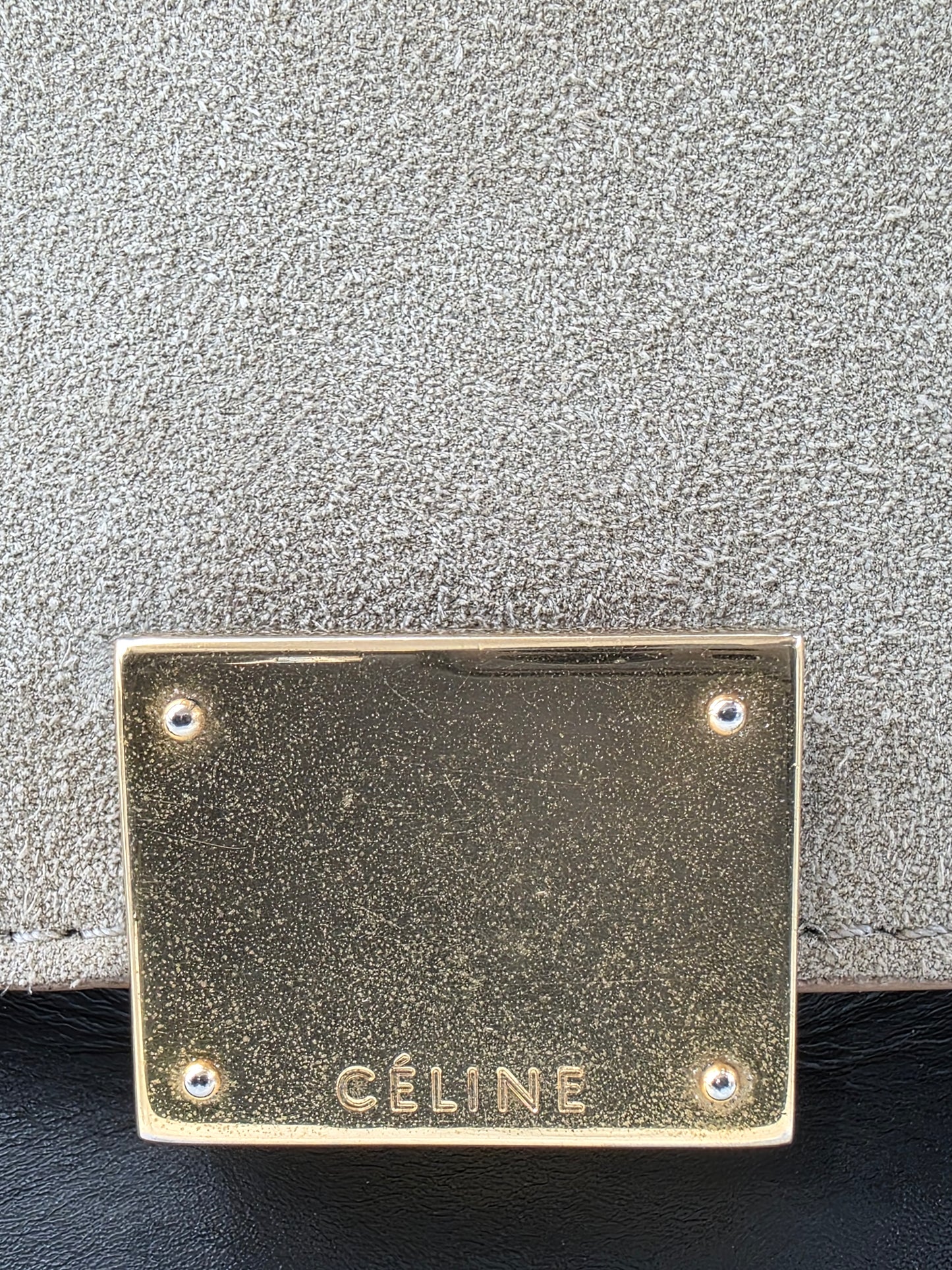 Celine Tri-Color Trapeze Bag in Dune / Black / Navy