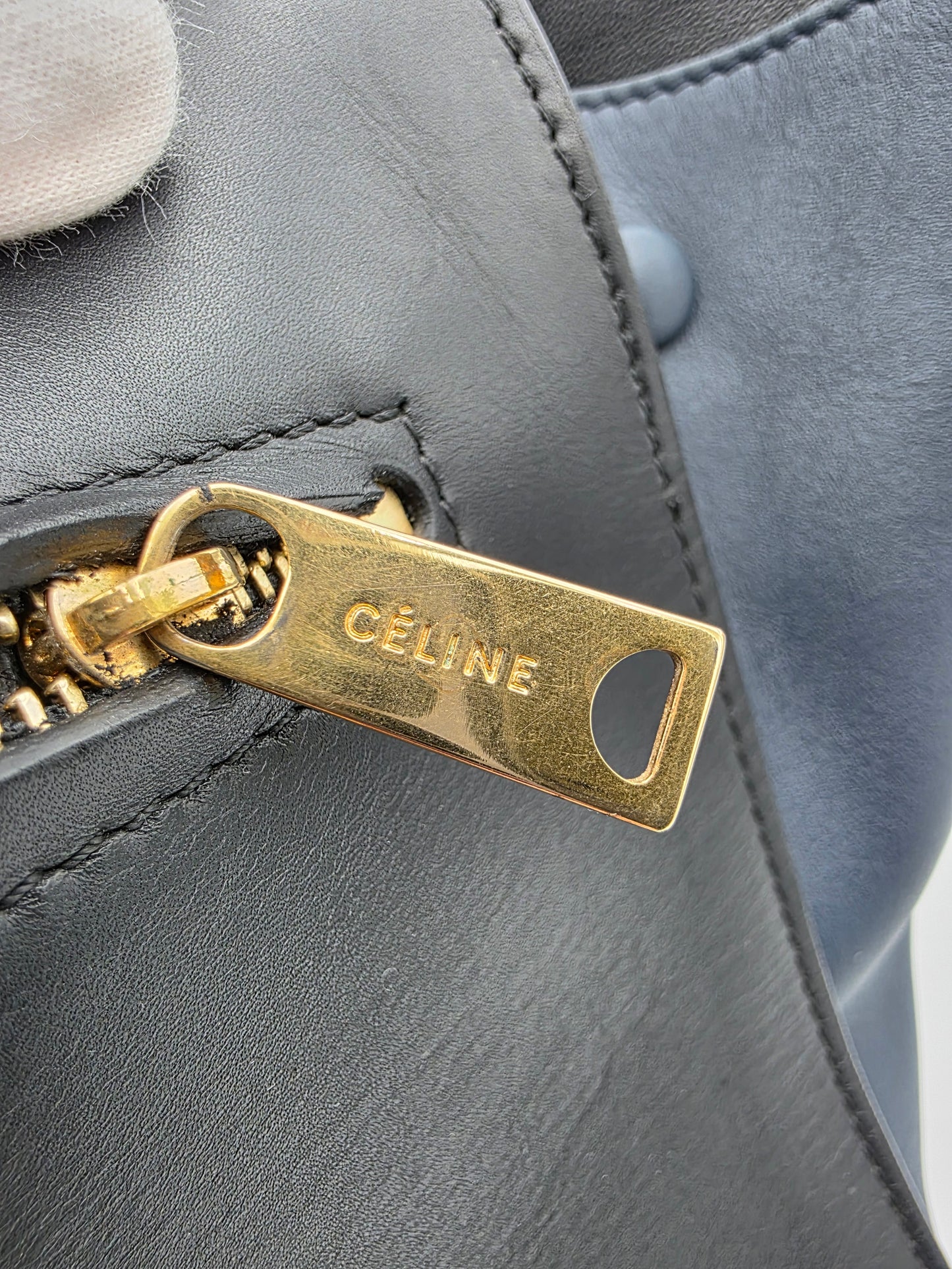 Celine Tri-Color Trapeze Bag in Dune / Black / Navy