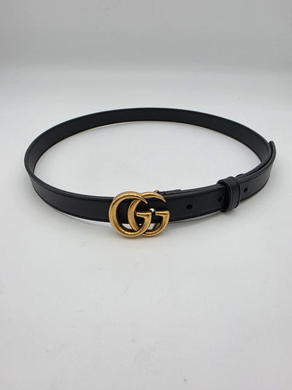 Gucci GG Marmont Thin Belt in Black