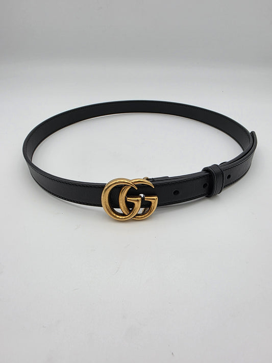 Gucci GG Marmont Thin Belt in Black
