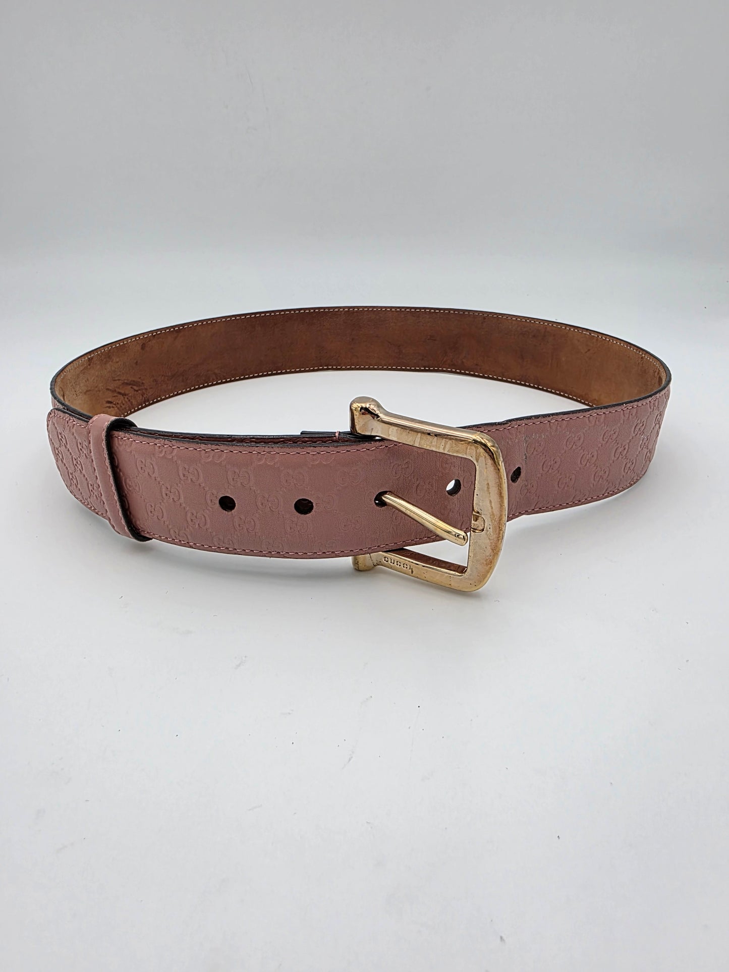 Gucci Microguccissima Leather Belt in Dusty Rose