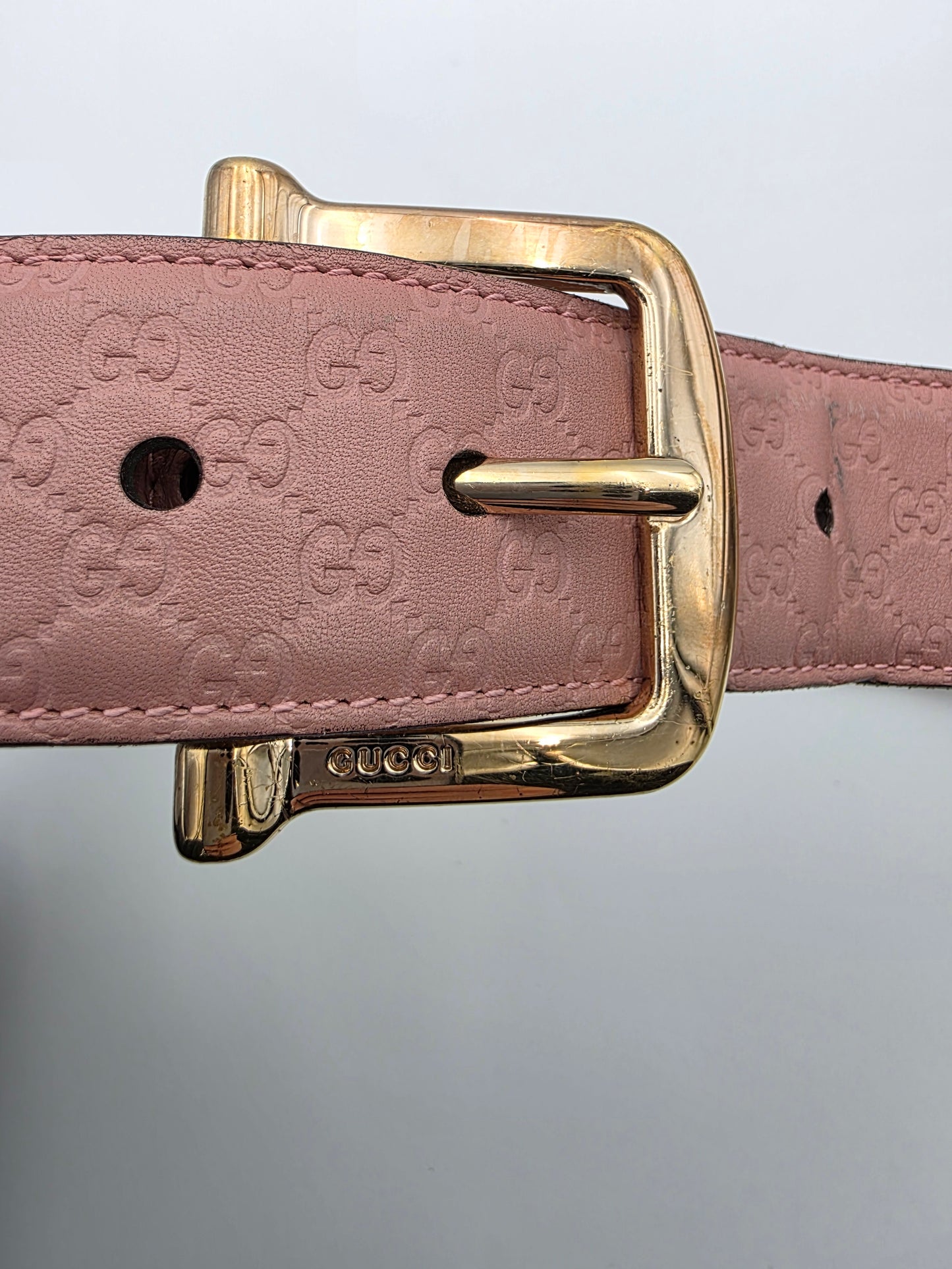 Gucci Microguccissima Leather Belt in Dusty Rose