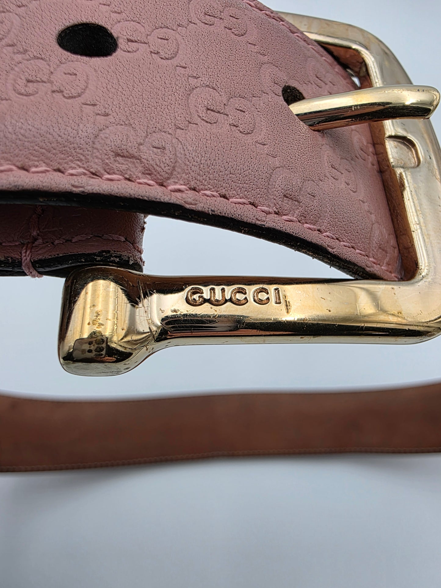Gucci Microguccissima Leather Belt in Dusty Rose