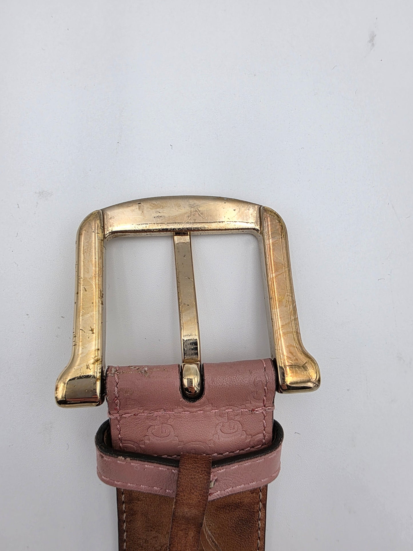 Gucci Microguccissima Leather Belt in Dusty Rose