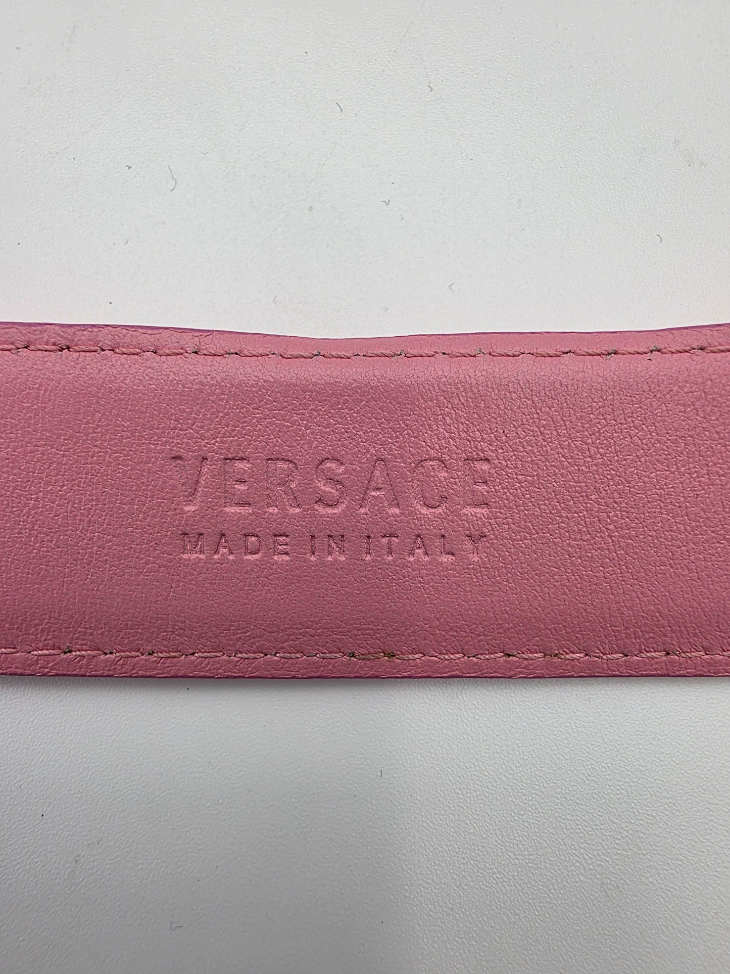 Versace La Medusa Leather Belt in Pink