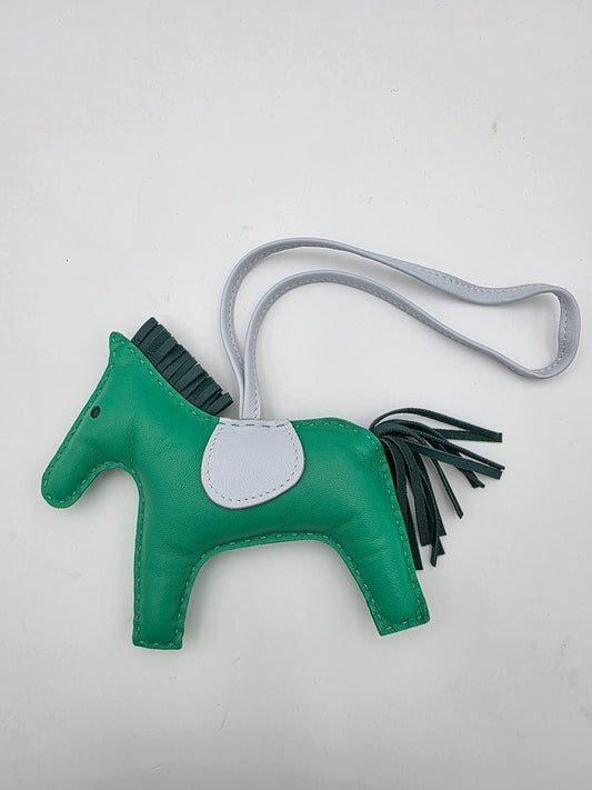 Hermès Rodeo Bag Charm MM in Menthe / Malachite / Bleu Brume