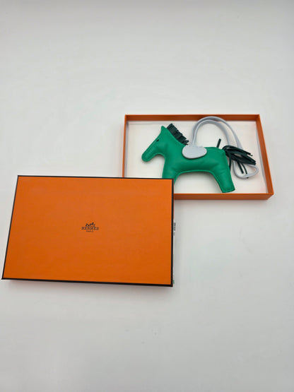 Hermès Rodeo Bag Charm MM in Menthe / Malachite / Bleu Brume