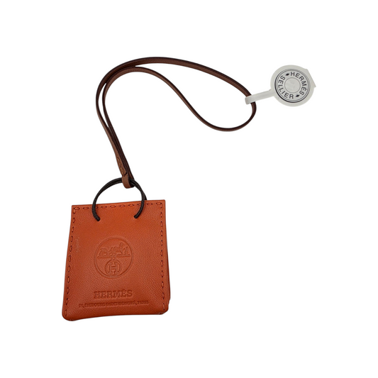 Hermès Milo Lambskin Shopping Bag Charm in Feu
