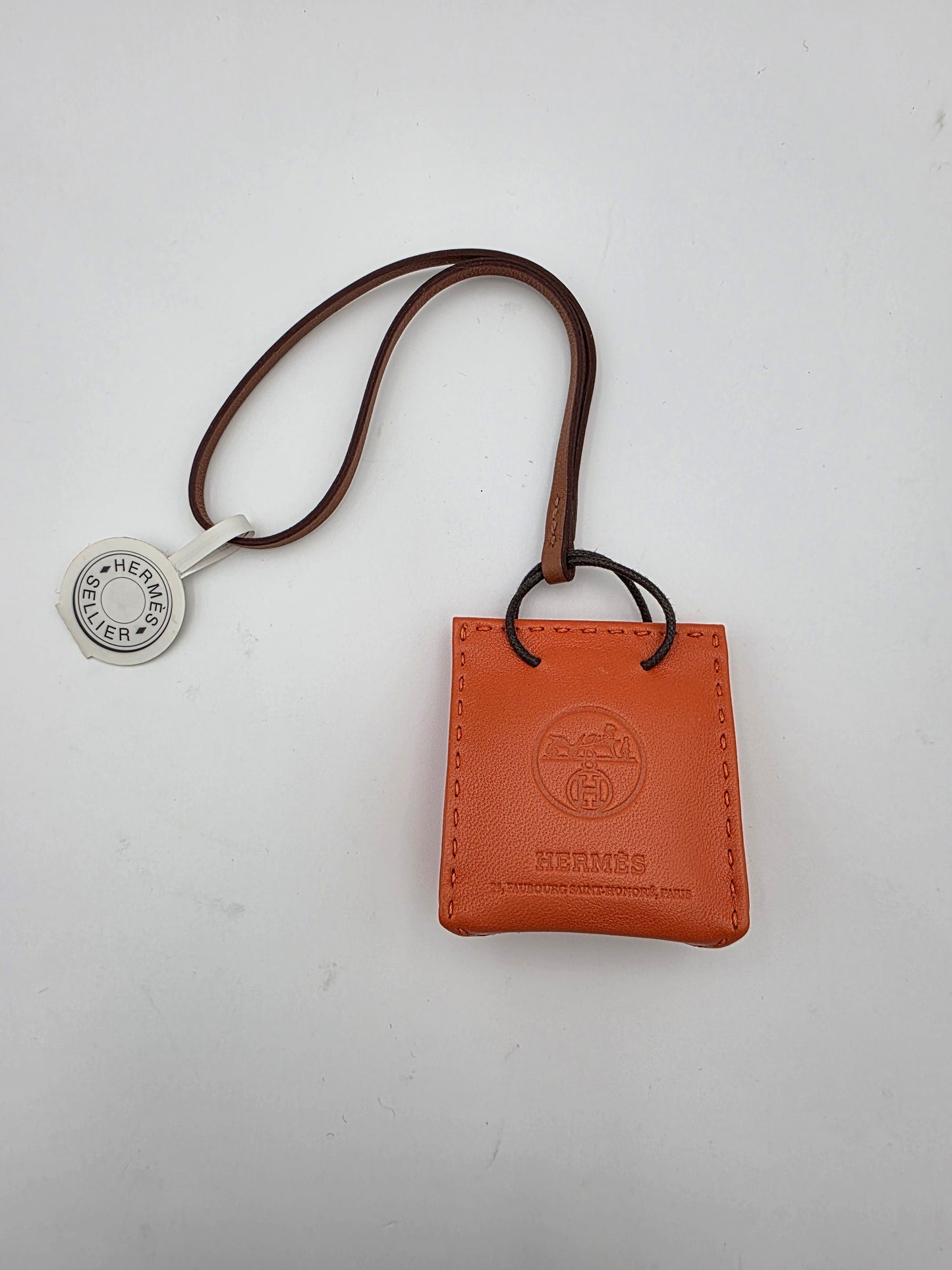 Hermès Milo Lambskin Shopping Bag Charm in Feu