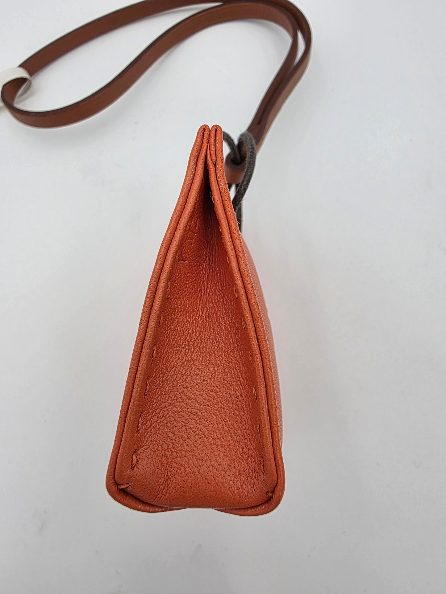 Hermès Milo Lambskin Shopping Bag Charm in Feu
